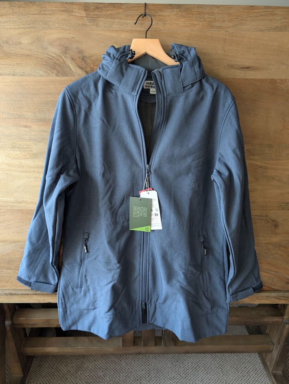 Outdoor Ventures Softshell Jacket Womens Large Blue Fleece Lined Hiking Trail